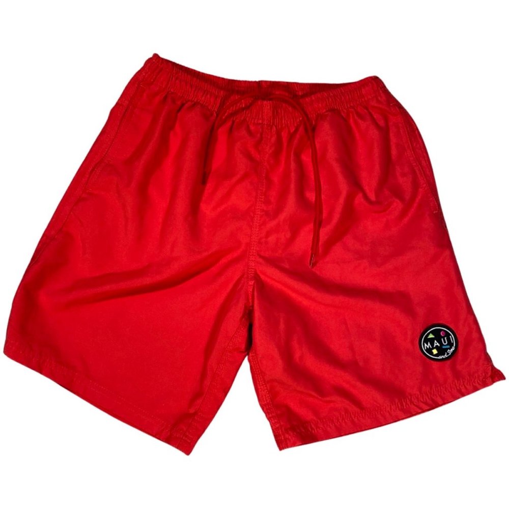Maui & Sons Logo Red Swim Surf Trunks (OFFERS WELCOME)